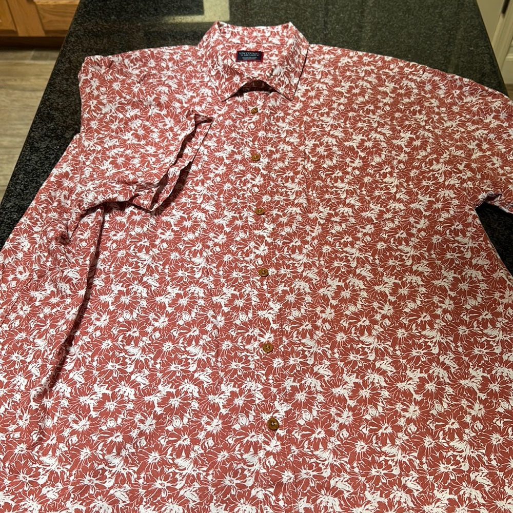UNTUCKit Shirt Burnt Orange Hawaiian Style Short Sleeve Mens Size XXL